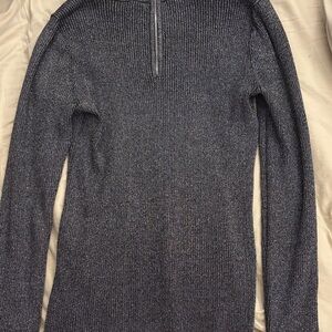 Belldini Metallic Charcoal Ribbed Quarter-Zip Sweater